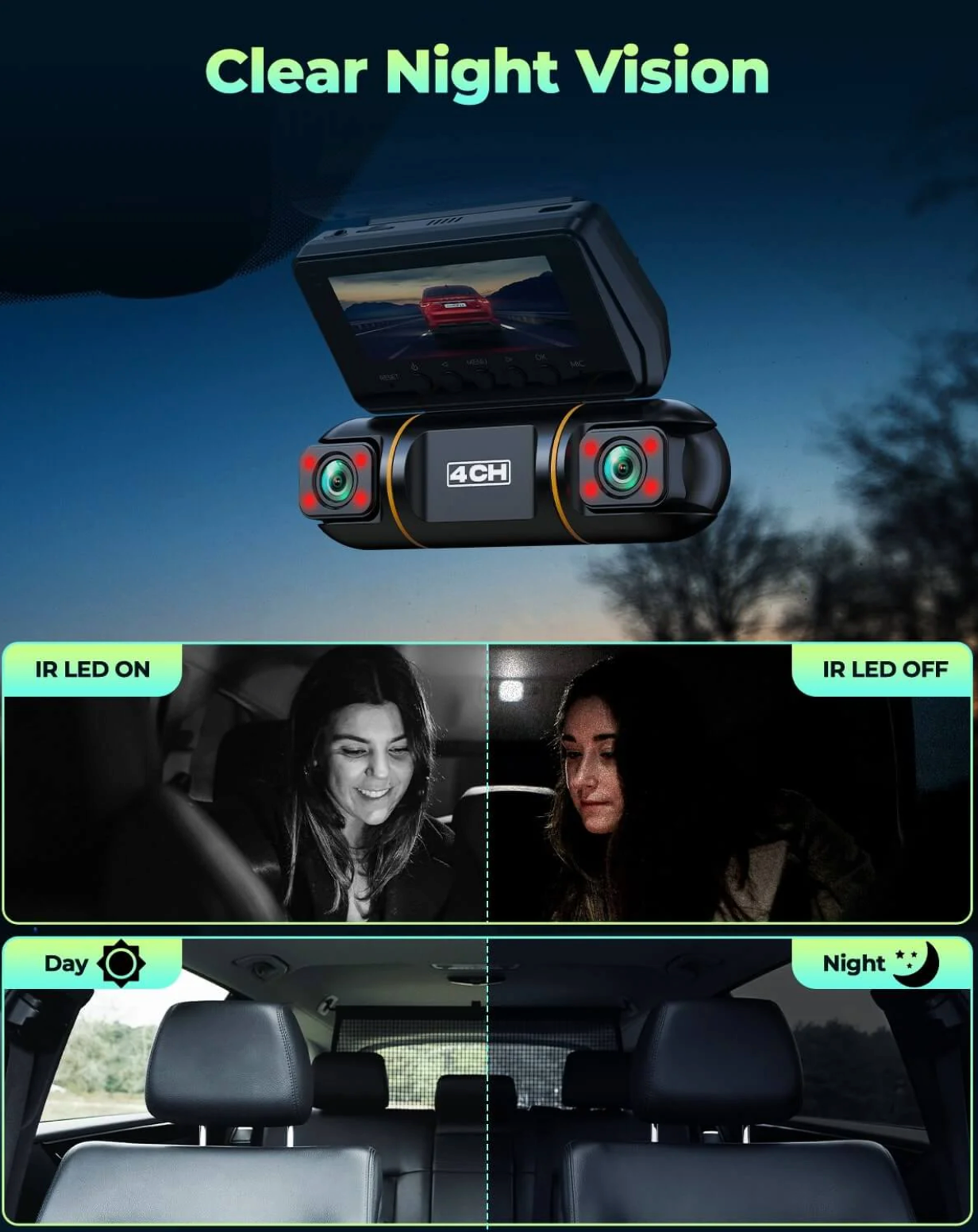 1080P Dual Dash Cam – Front & Rear Car Safety Camera